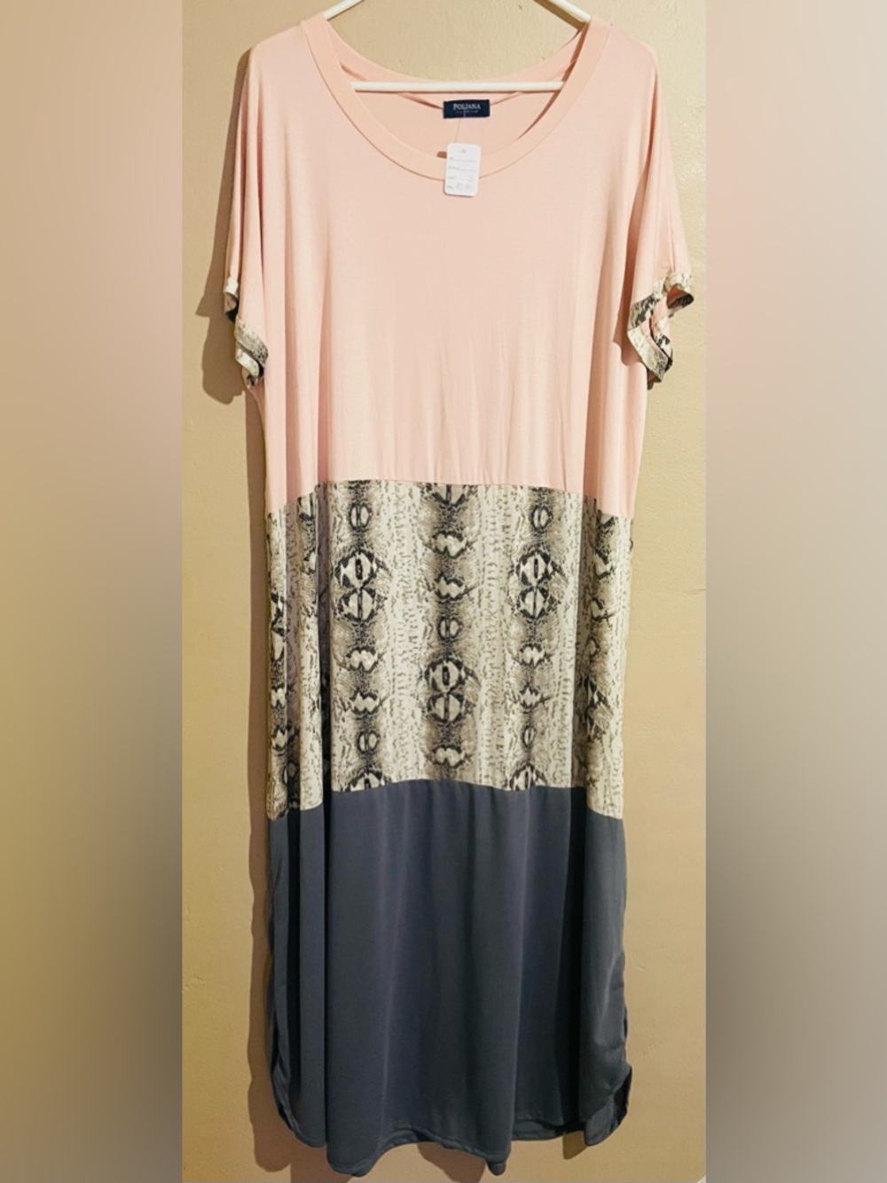 Colorblock Pink & Snake Print Maxi Dress